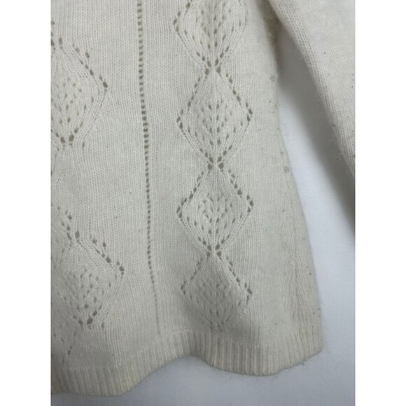 Tesori Womens Ivory Sweater L Diamond Pattern Desing Angora Rabbit & Wool Blend - Picture 12 of 12